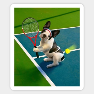 French Bulldog Dog Playing Tennis Sticker